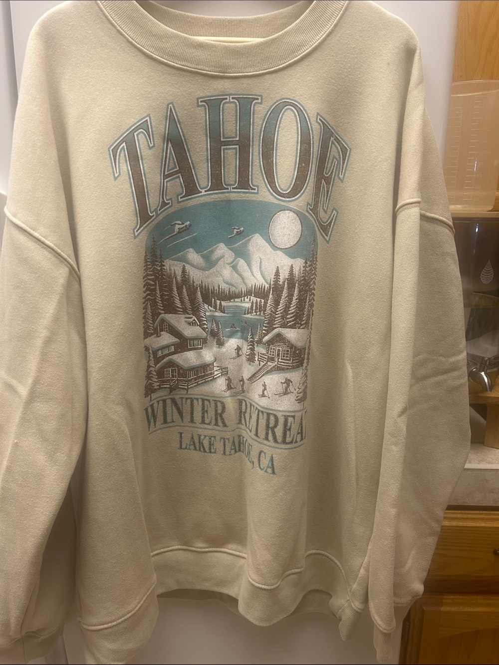 Tahoe Winter Retreat Crewneck Sweatshirt - Cream VGUC